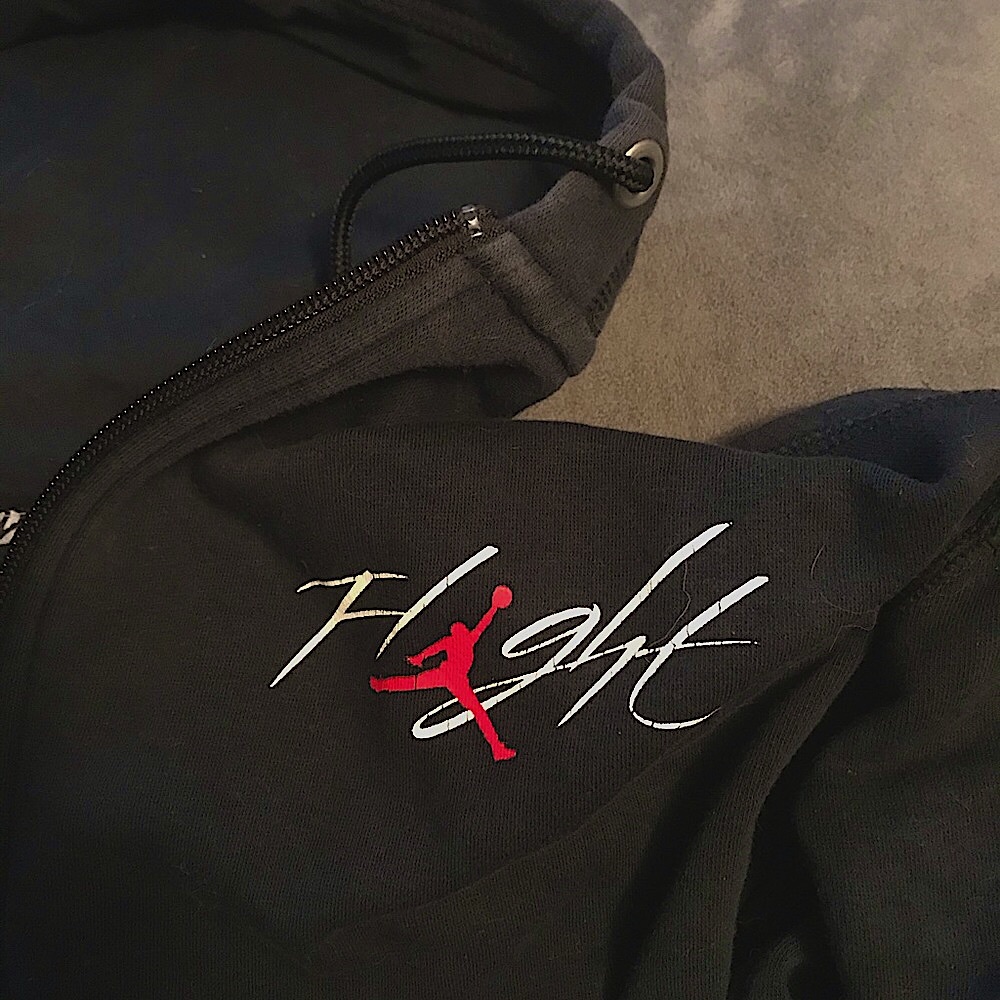 RETRO Authentic Nike Air Jordan Flight Full zipup black fleece hoodie jacket xxl
